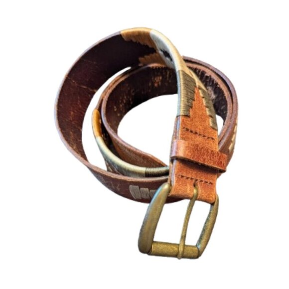 Aritzia TNA Leather Belt | Embroidered Aztec | Western Style - Picture 1 of 8